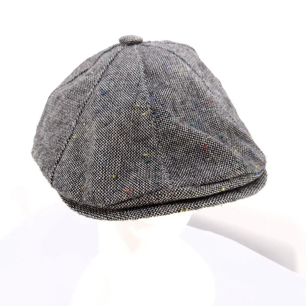 Stetson Newsboy Hat Wool Blend Size Medium Tweed Gray Cap - Picture 9 of 10